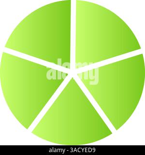 Infografica del grafico a torta 3D verde, diagramma percentuale a ciambella con sezioni divise, grafico di analisi aziendale. Illustrazione vettoriale piatta isolata Illustrazione Vettoriale