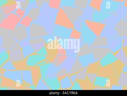 Parete astratta di frammenti di ceramica. Piastrelle a mosaico su una parete o un pavimento di colore rosa azzurro pallido. Elementi decorativi per esterni. Trama dei frammenti. Foto Stock