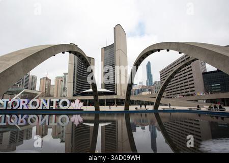 Toronto Canada Reflections grattacieli curve da baseball Foto Stock