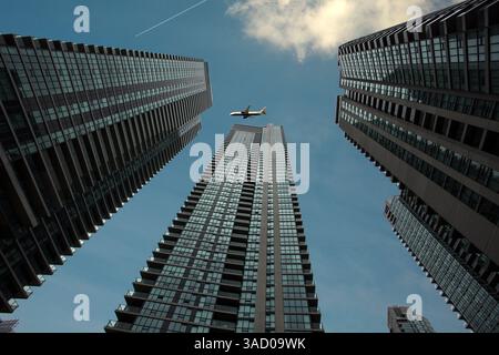 Toronto Canada Reflections grattacieli curve da baseball Foto Stock