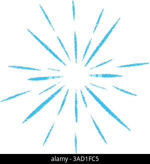 Blue Radiant Sunburst con raggi astratti e linee Starburst. Elementi luminosi radiali circolari. Illustrazione vettoriale piatta isolata su sfondo bianco. Illustrazione Vettoriale