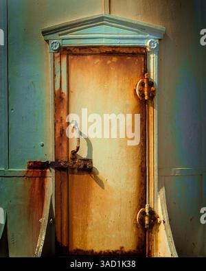 Arte fotografica, chiusa a chiave - Brixham Breakwater Lighthouse Door, Devon, Inghilterra Foto Stock