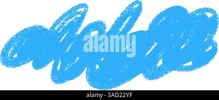 Nuvole di pastello con consistenza gessosa. Elementi del cielo adatti ai bambini. Illustrazione vettoriale piatta isolata su sfondo bianco. Illustrazione Vettoriale