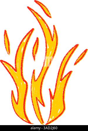 Falò disegnato a mano con fiamme e fumo. Silhouette da campeggio retrò in stile tatuaggio vintage. Illustrazione vettoriale piatta isolata su bianco Illustrazione Vettoriale