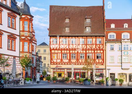 Germania, Baviera, Coburgo, Marketplace, Townhouse, caffè Pfannküchle Foto Stock