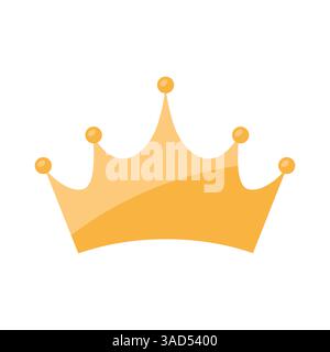 corona dorata con cinque punte arrotondate, isolata su sfondo bianco. Illustrazione vettoriale. Illustrazione Vettoriale