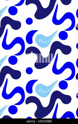 Motivo fluido blu e nero astratto con punti Design moderno vivace per sfondo, texture e progetto artistico. Illustrazione Vettoriale