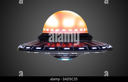 Astronave aliena UFO. Illustrazione con rendering 3D. Foto Stock