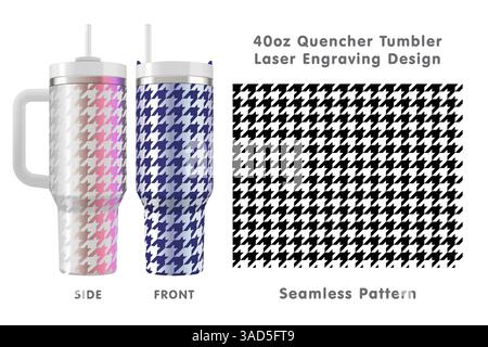 Incisione laser senza cuciture per bicchiere da 40 once. Motivo elegante e regolabile. Avvolgimento completo. Illustrazione vettoriale. Illustrazione Vettoriale