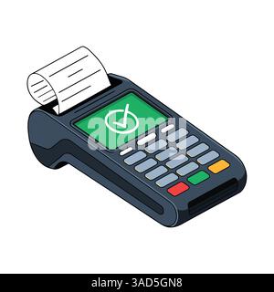 Icona POS. Illustrazione vettoriale del terminale di pagamento isometrico per il web design, isolata su sfondo bianco. Illustrazione Vettoriale
