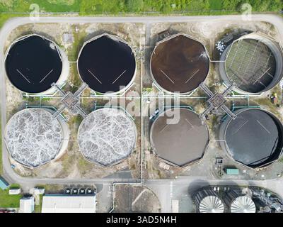 Vista aerea dell'impianto di trattamento delle acque industriali Hull Hedon Road Kingston upon Hull Foto Stock