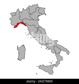 Italia mappa della Liguria simbolo forma, Travel web flat concept icona web illustrazione vettoriale . Illustrazione Vettoriale