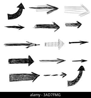 Set di frecce ed elementi disegnati a mano Illustrazione Vettoriale