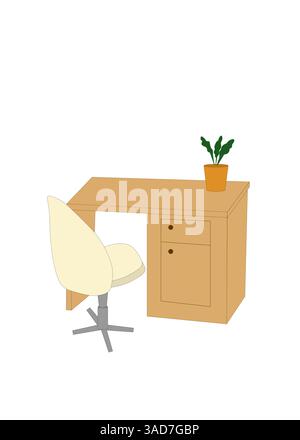 Set di tavolo e sedia con design piatto e isolato Illustrazione Vettoriale