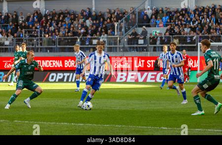 Gothenburg, Svezia. 5 aprile 2025. Momento nel secondo tempo della partita tra IFK Gothenburg e Halmstads BK in Allsvenskan a Gamla Ullevi. Crediti: Per Ljung/Alamy Live News Foto Stock