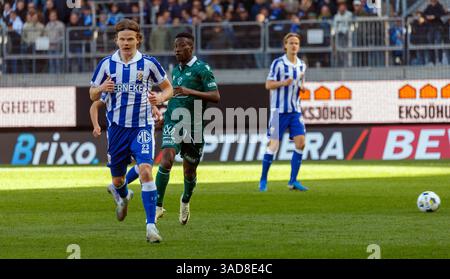 Gothenburg, Svezia. 5 aprile 2025. Giocatore dell'IFK Gothernburg Kolbeinn Thordarson nel secondo tempo della partita tra IFK Gothenburg e Halmstads BK in Allsvenskan a Gamla Ullevi. Crediti: Per Ljung/Alamy Live News Foto Stock