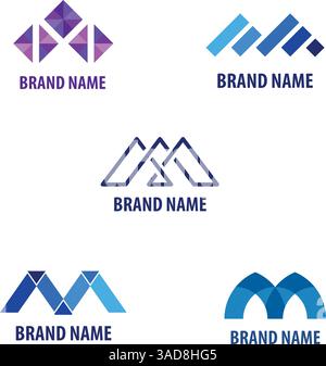 Set di logo in grassetto con lettera M. Illustrazione Vettoriale