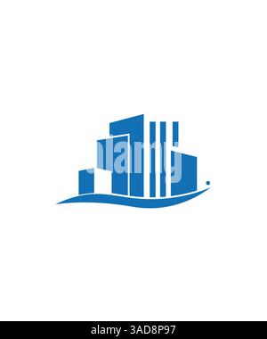 Vettoriale di progettazione Blue Building Logo, Element for Construction Architecture Building Logos. Illustrazione Vettoriale