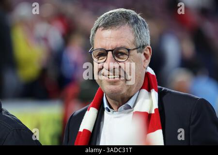 05.04.2025, RheinEnergie Stadion, Koeln, GER, 2.FBL, 1) FC Koeln vs. Hertha BSC Berlin, im Bild: Dr. Werner Wolf Praesident (1.FC Koeln) rFoto © nordphoto GmbH/Meuter le normative DFL vietano qualsiasi uso di fotografie come sequenze di immagini e/o quasi-video. Foto Stock