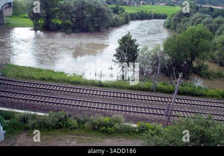 binario doppio nel traffico ferroviario, binari per la mobilità su rotaia doppio binario nel traffico ferroviario Foto Stock