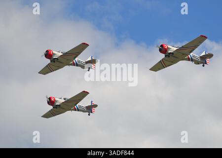 GEICO display team; formazione di tre aerei in volo al NY International Air Show Foto Stock