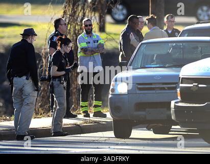 22 gennaio 2012 - Charlotte, NC, USA - polizia di Charlotte-Meclemburgo indaga sulla scena di una sparatoria della polizia nel blocco 6200 di Albemarle Rd Giovedì 26 gennaio 2017 a Charlotte, N.C. un ufficiale ha ucciso una persona. (Immagine di credito: © Jeff Siner/TNS tramite filo ZUMA) Foto Stock
