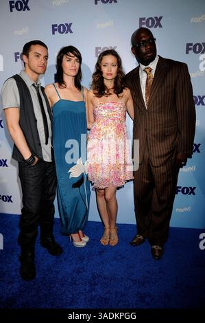 15 maggio 2008. New York City . Gli attori Thomas Dekker, Lena Headey, Summer Glau e Richard T. Jones assistono al Fox Network tenutosi al Wollman Rink di Central Park (Credit Image: Sharkpixs/ZUMAPRESS.com) Foto Stock