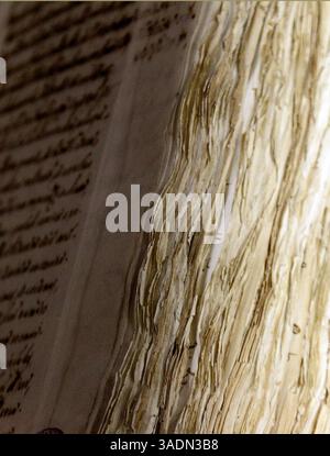 29 feb 2012 - Roma, Italia - le pagine di un antico libro alla mostra "Lux in Arcana, The Vatican Secret Archives Exposes se stesso" al Campidoglio di Roma. Mostra, per la prima volta in 400 anni, 100 documenti storici originali provenienti dall'Archivio segreto Vaticano. (Immagine di credito: © Evandro Inetti/ZUMAPRESS.com) Foto Stock