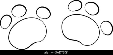 Tracce di dinosauro vettoriale. Set giurassico, clip art. Illustrazione per il design e le composizioni. Silhouette nera per il circuito Illustrazione Vettoriale