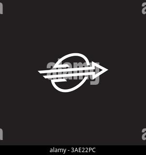 cerchi in swoosh con freccia di prua vettore geometrico del logo Illustrazione Vettoriale