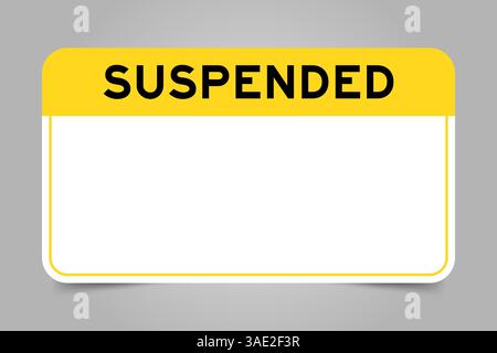Intestazione dell'etichetta con intestazione gialla con parola sospesa e spazio di copia bianco, su sfondo grigio Illustrazione Vettoriale