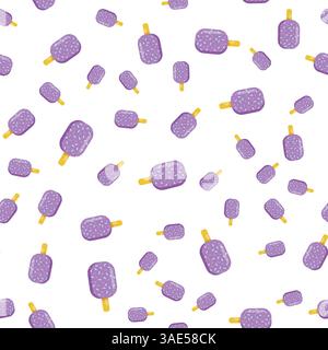 Gelato Vector senza cuciture. Gelato con succo di frutta. Papavero su un bastoncino, gelato cosparso Illustrazione Vettoriale