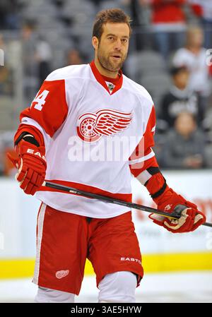 17 gennaio 2012. Dallas vede il difensore Sheldon Souray (44) in azione.durante una partita tra i Detroit Red Wings e i Dallas Stars all'American Airlines Center di Dallas, Texas..(immagine di credito: © Manny Flores/Cal Sport Media/ZUMAPRESS.com) Foto Stock