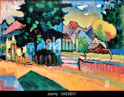 Landscape with a Green House, 1908 – Wassily Kandinsky Illustrazione Vettoriale