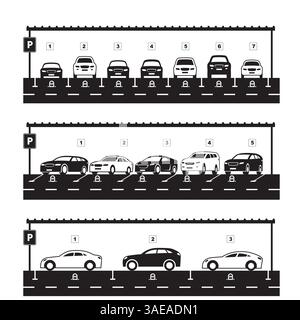 Parcheggio ad angolo, parallelo e perpendicolare - illustrazione vettoriale Illustrazione Vettoriale