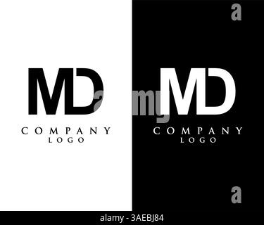 Design del logo MD, DM Letter, sfondo vettoriale in bianco e nero Illustrazione Vettoriale