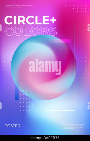 Design del poster sfumato sfocato. Dépliant per le feste con colori vivaci e alla moda. Coperchio di colore neon fluido. Illustrazione vettoriale del gradiente astratto sfocato Illustrazione Vettoriale