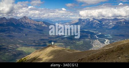 Vista da Whistlers Peak, Jasper NP, Canada Foto Stock