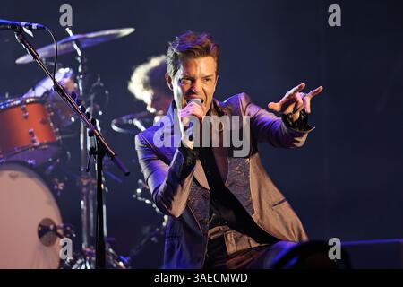 Brandon Flowers della band The Killers al VOLT Festival in Ungheria Foto Stock