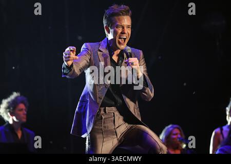 Brandon Flowers della band The Killers al VOLT Festival in Ungheria Foto Stock