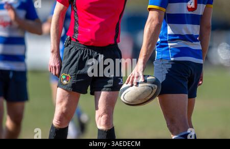 Partita amatoriale di rugby Union maschile. Foto Stock