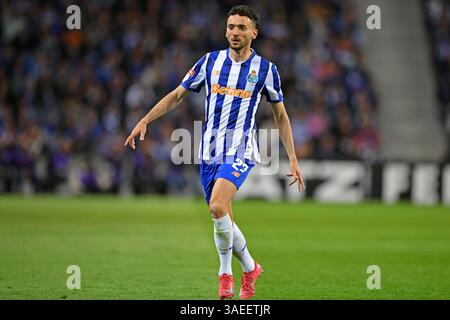 Porto, Portogallo. 6 aprile 2025. Dragao Stadium, Primeira Liga 2024/2025, FC Porto contro SL Benfica; Joao Mario del FC Porto durante una partita tra FC Porto e SL Benfica per la Primeira Liga 2024/2025 al Dragao Stadium di Porto il 6 aprile 2025. Foto: Daniel Castro/DiaEsportivo/Alamy Live News crediti: DiaEsportivo/Alamy Live News Foto Stock