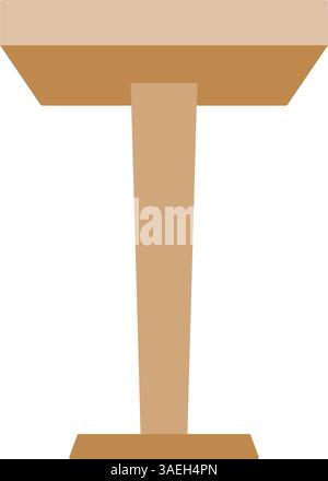Classico leggio in legno, podio o rostro icona davanti per parlare in pubblico in vettoriale Illustrazione Vettoriale