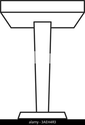 Classico leggio in legno, podio o rostro icona davanti per parlare in pubblico in vettoriale Illustrazione Vettoriale