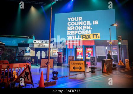 Set "Broken Britain". Riformare la manifestazione di massa del Regno Unito a Birmingham mira a conquistare centinaia di seggi nelle elezioni locali alla fine di quest'anno. Foto Stock