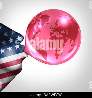 American Global Economic Bubble e US International Trade War rischiano di danneggiare i mercati finanziari mondiali a causa delle tariffe sulle importazioni e sulle esportazioni come feder Foto Stock
