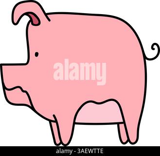 illustrazione vettoriale a colori disegnata a mano da pig Illustrazione Vettoriale