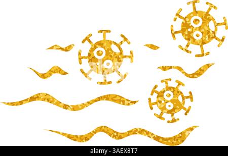 Il vento trasportava virus disegnando in stile color oro Illustrazione Vettoriale