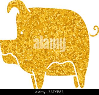 disegno in stile maiale color oro Illustrazione Vettoriale