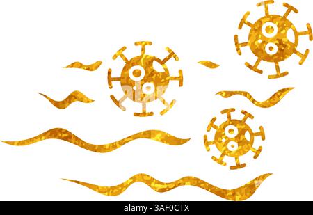 Il vento trasportava virus disegnando in stile color oro Illustrazione Vettoriale